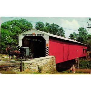 The Penna Dutch County Covered Bridge Postcard Travel Souvenir Unposted Vintage